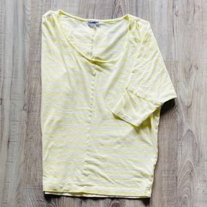 Express top in yellow/green and white